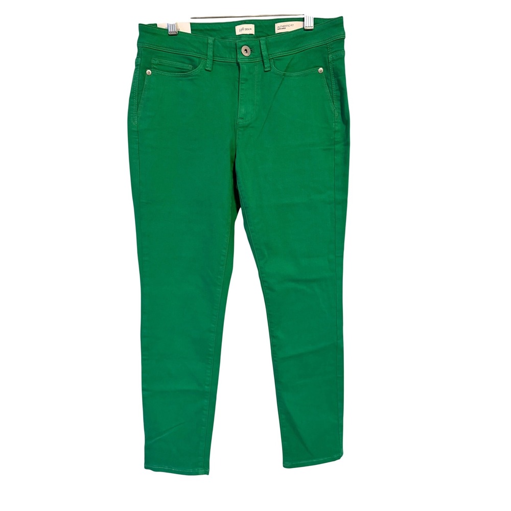 J. Jill Authentic Fit Slim Ankle Jeans Green Size 4 NWT Kelly Green Stretch work